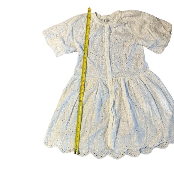 Stitchdrop Womens White Short Sleeve Baby Doll Dress Size Medium Hole Patterned - Picture 5 of 12